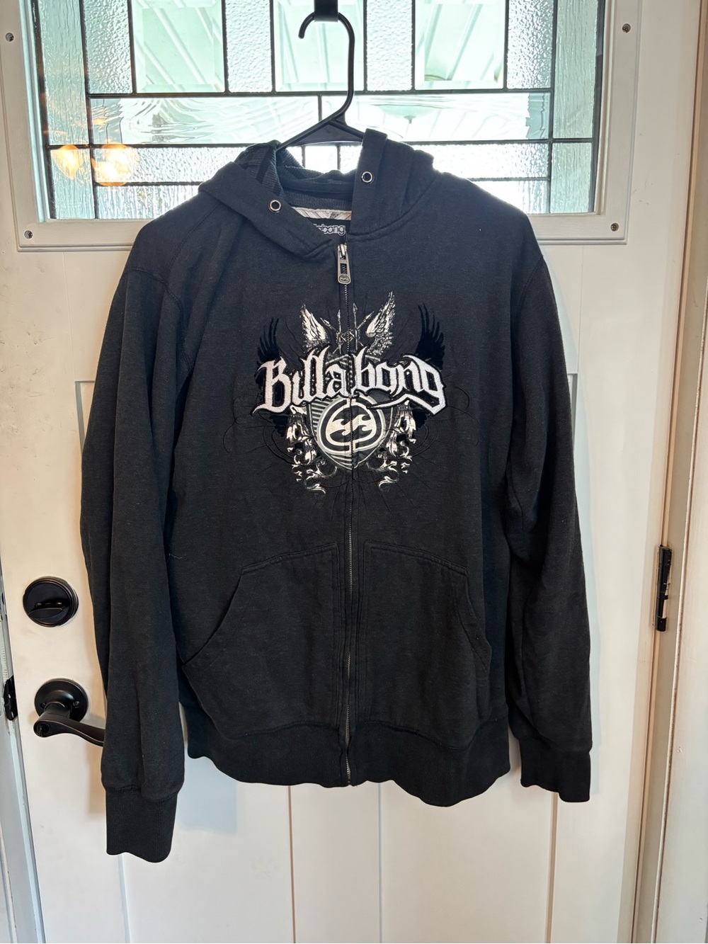 Billabong Black and Gray Hooded Zip Jacket